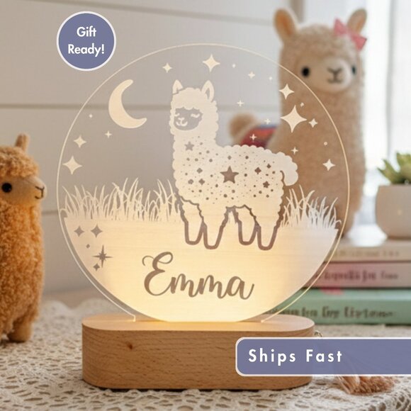 Custom Llama Night Light – Personalized LED Lamp for Kids Room - Picture 1 of 8